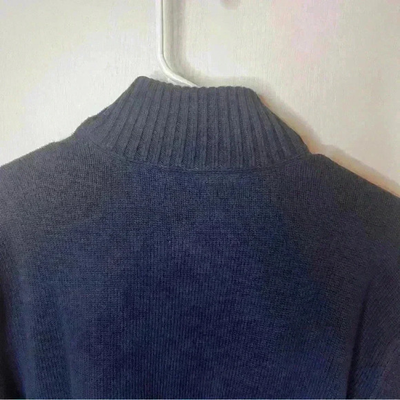 Eddie Bauer 1/4 Zip High Neck Sweater Pullover Men Large Blue Knit Preppy Casual - Picture 5 of 8